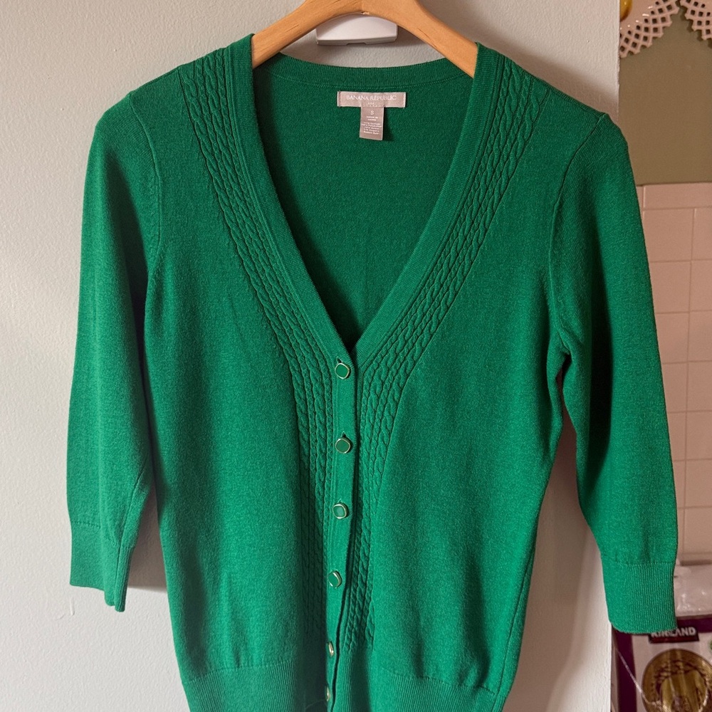Banana Republic Green Cardigan Sweater